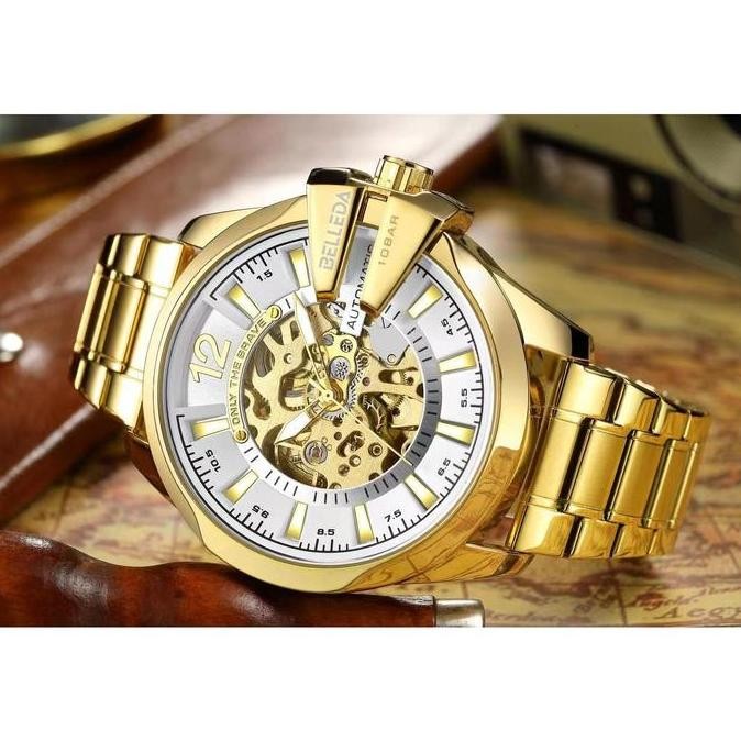 Grosir Eksklusif Live Buy 1 Get 1 Jam Tangan Pria Belleda  9473 Rantai Stainless Steel Automatic Ant