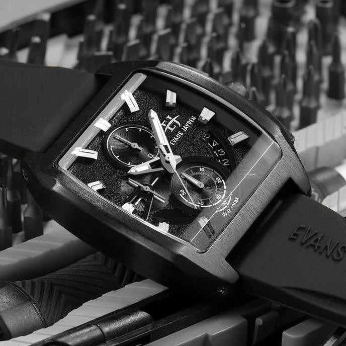 Promo Diskon Evans Jayden Jam Tangan Pria 9546 Rubber Silicon Chronograph Kaca Sapphire Water Resist