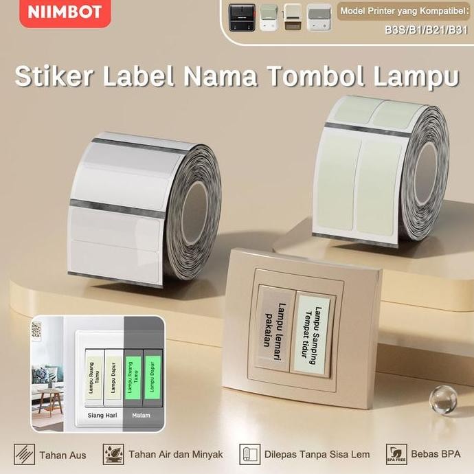 

new niimbot b21 / b1 / b3s kertas label tombol saklar luminous, untuk stiker nama klasifikasi tombol lampu.