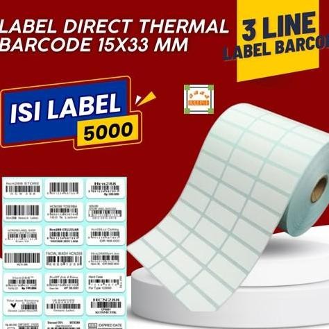 

new stiker label bare direct thermal 3 line 33x15mm [5000 pcs]