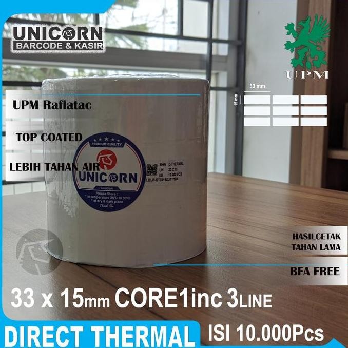 

new label bare thermal 33x15mm 3line kertas stiker label 33x15 @10.000