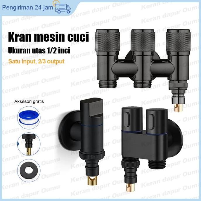 Tersedia Kran Air Mesin Cuci Otomatis / Kran Air Cabang Mini Dual / Keran Air Mesin Cuci Kran Tembok