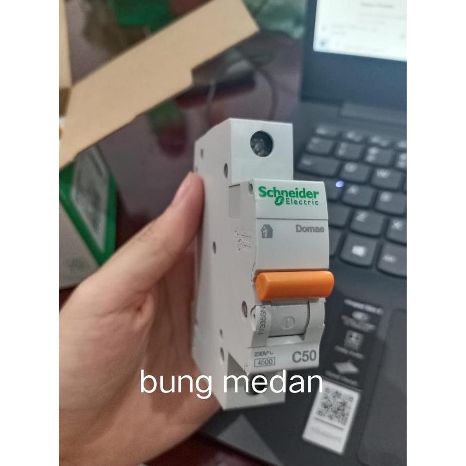 MCB DOMAE SCHNEIDER 50A 1P 1PHASE 1POLE 1PASS 50 AMPERE ORIGINAL ASLI