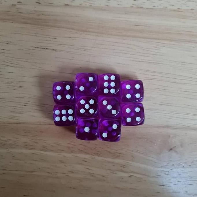 

(10 BIJI) DADU 6 SISI BENING 14MM (STANDARD POKEMON & BOARD GAME) TERMURAH