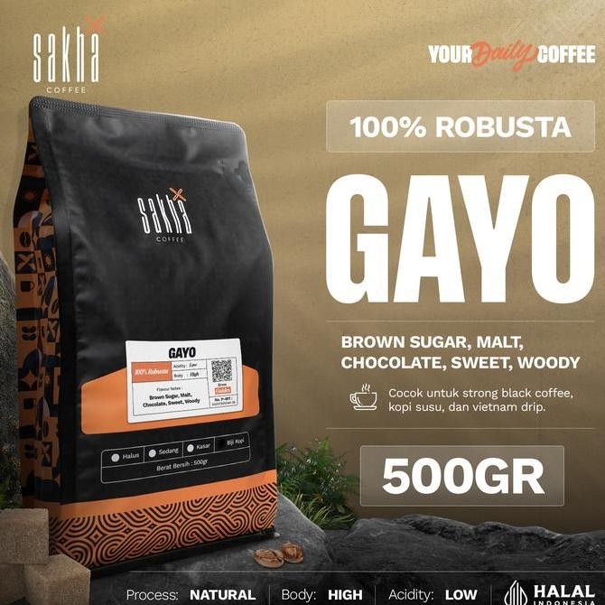 

BIJI KOPI BUBUK FINE ROBUSTA GAYO ACEH COFFEE SAKHA ROASTERY 500 GRAM TERMURAH