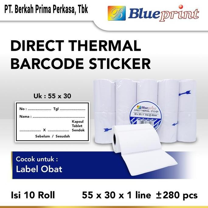 

new direct thermal sticker / label stiker blueprint 55x30x1 line isi 285