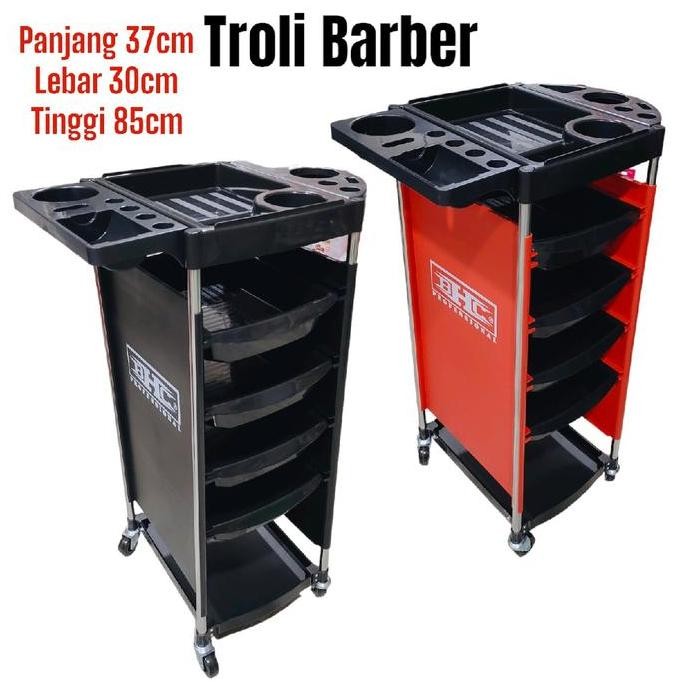 TERMURAH - BHC Troli Barber Shop 5 Susun Merah Trolley Barber Salon Pangkas Rambut Rak Susun Rak Bar