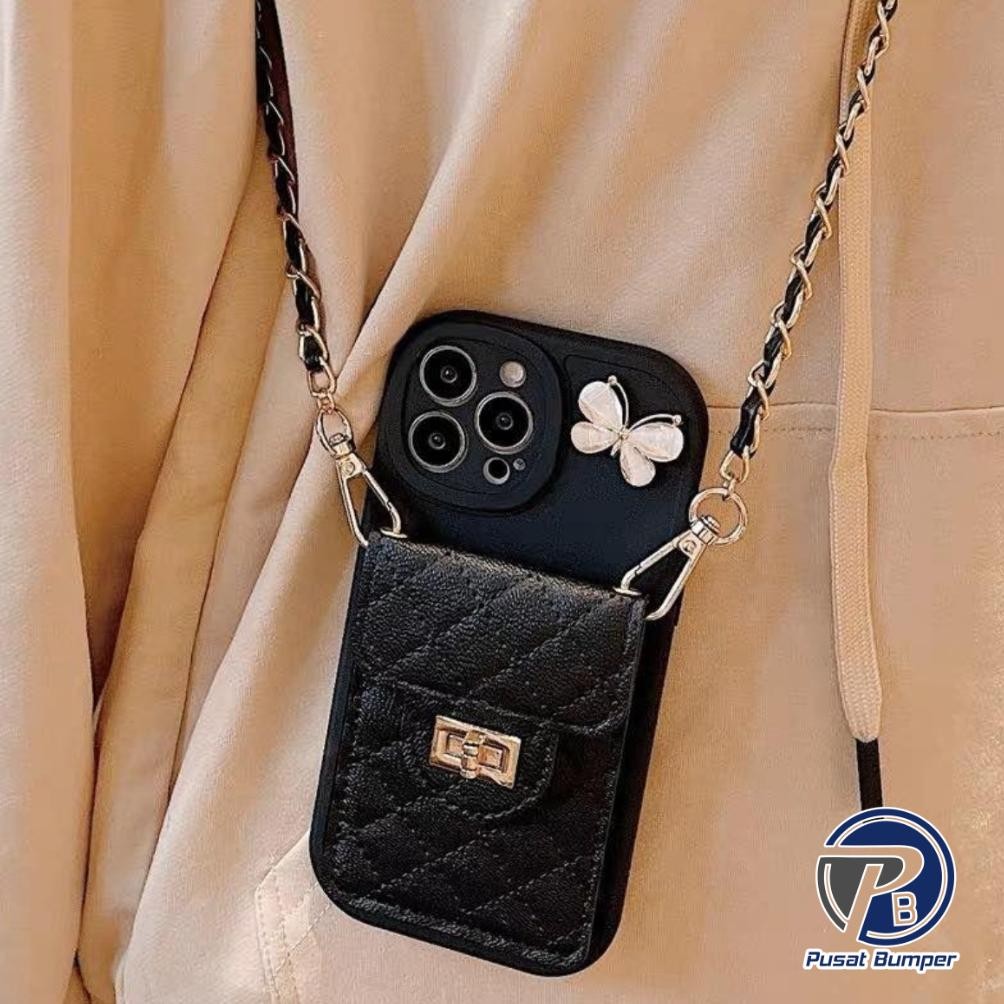 Ex45 Promo Gc30 Softcase Silikon Tali Dompet Casing Rantai 1M For Oppo A3 Pro A38 A18 A36 A76 A55 A5