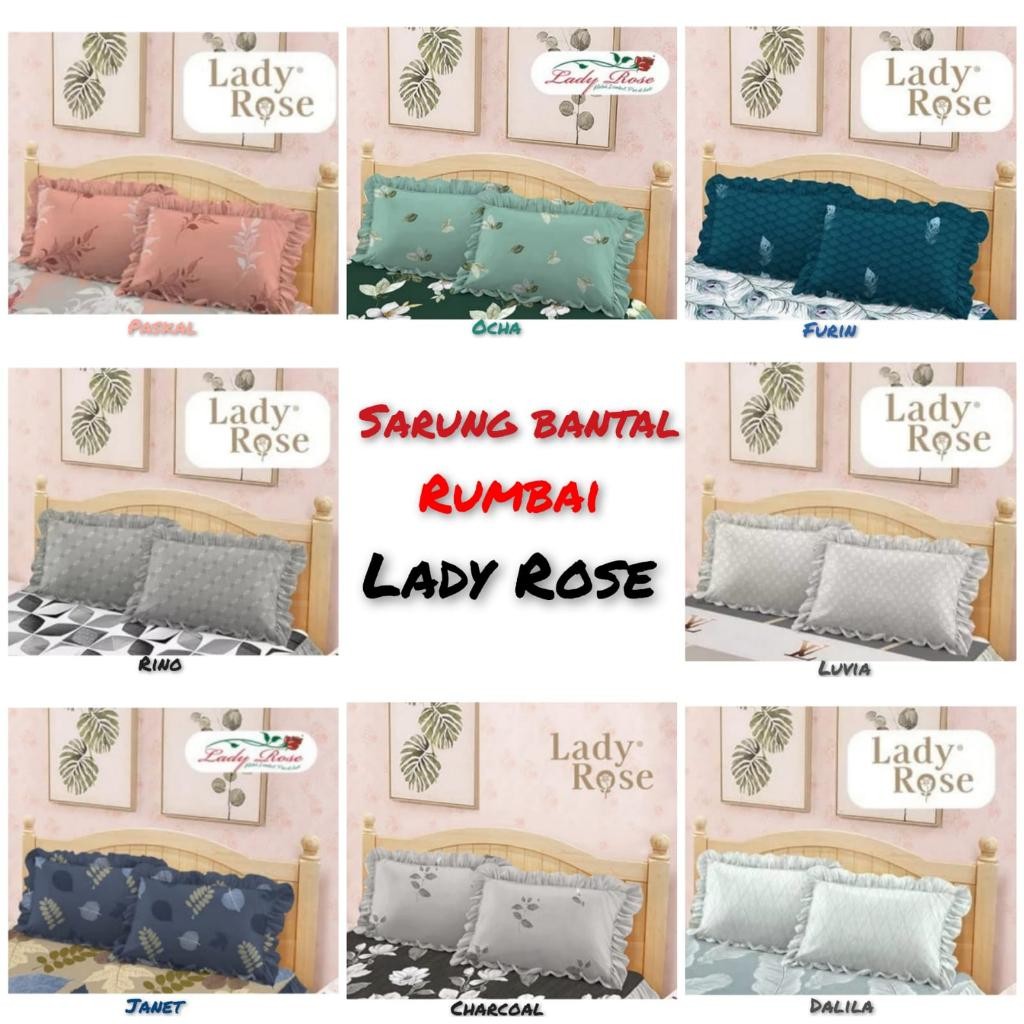 Ausat_ Lady Rose - Sarung Bantal Rumbai Lady Rose (Isi 2) / Sarung Bantal Tambahan Rumbai