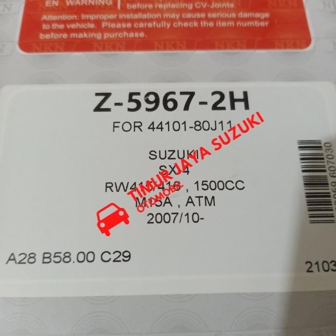 New CV joint luar SX4 NKN Sparepart Suzuki