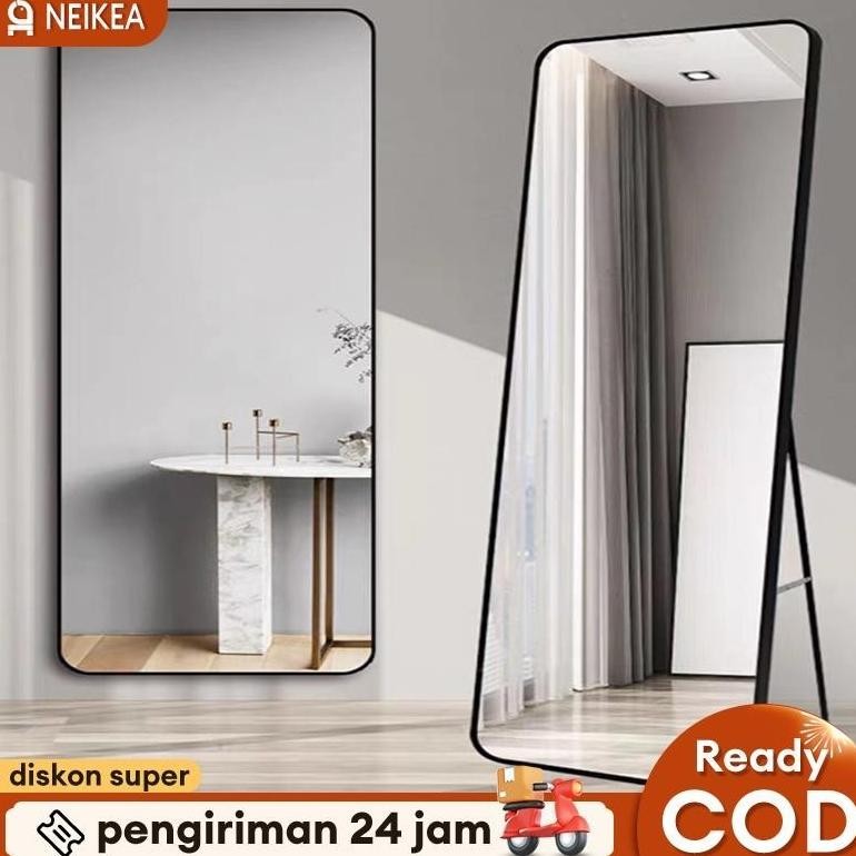 Cermin Berdiri Full Body dengan Roda Cermin Aesthetic Cermin Gantung Cermin rias