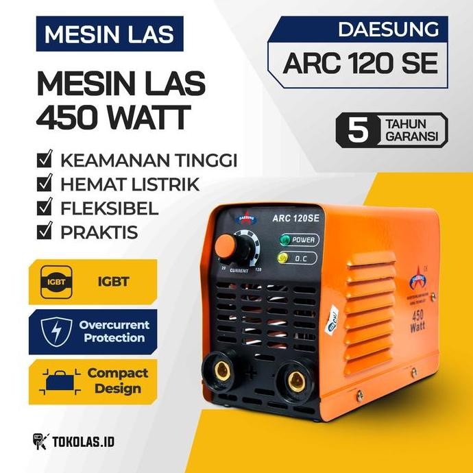 Mesin Travo Trafo Las MMA Stick Inverter Welding Daesung ARC 120 SE Ampre 450 Watt Korea Murah Termu