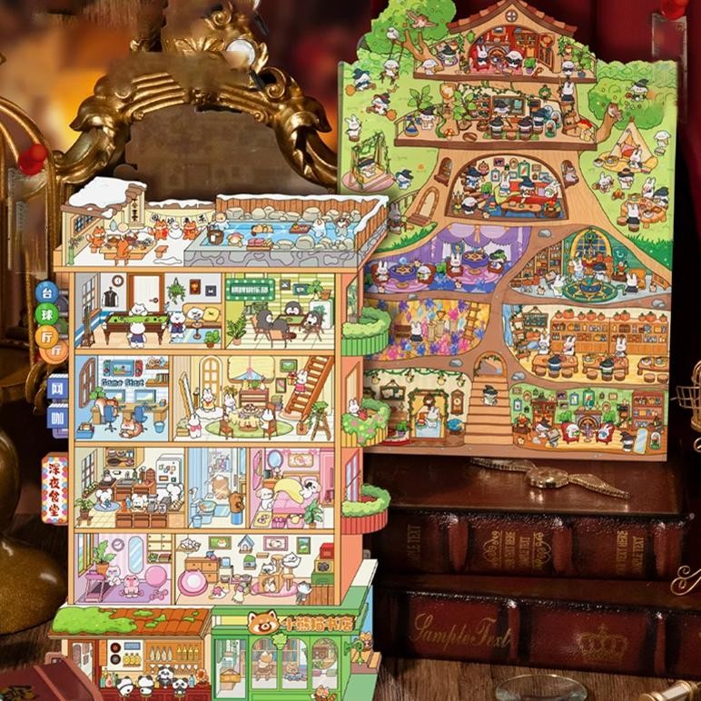 

2Style 3Sheets/Bag Fun World Stereoscopic Miniature Pet Large Scenography Stickers Diy Handbook Scrapbook Photo Frame Notebook