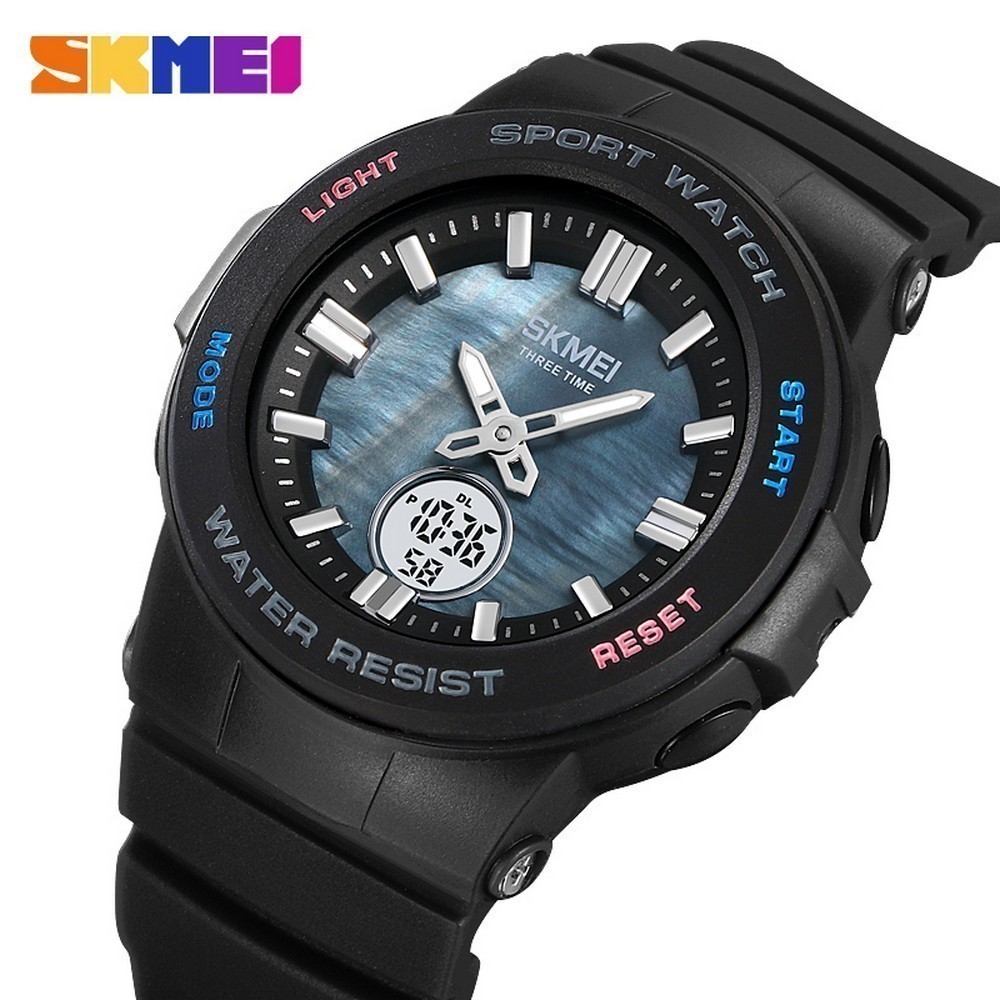 Jam Tangan Wanita Olahraga SKMEI 2125 Display AnalogDigital Tali Karet Anti Air