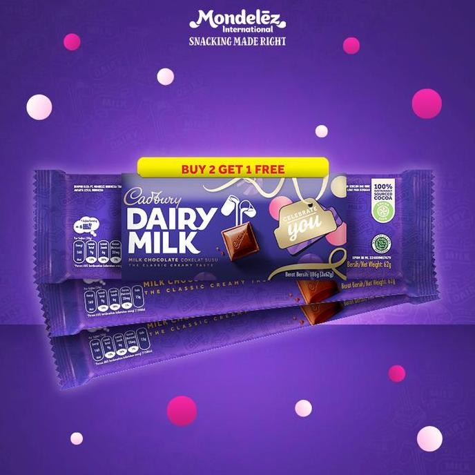 

Promo Cadbury Cokelat Dairy Milk 62 Gr [Buy 2 Get 1] - 2 Packs