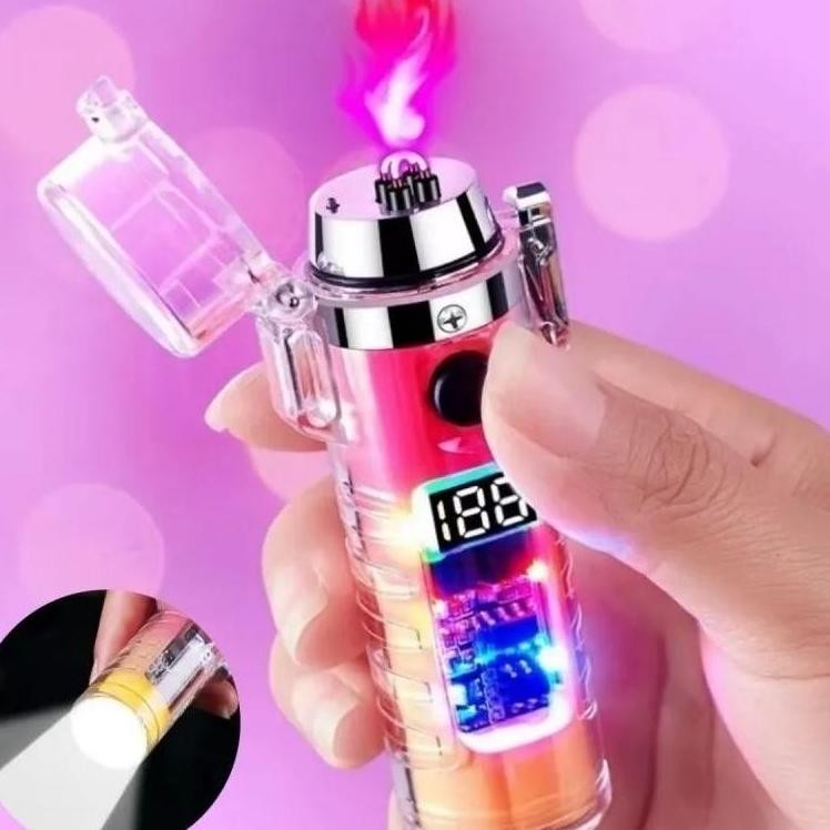 Korek api elektrik usb tahan air dengan senter