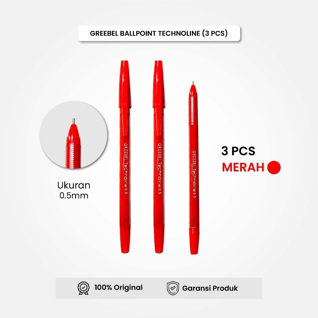 

Bolpen Pulpen Greebel / Technoline Tinta Merah 0.5 ( 3PCS/SET) / Ballpen Ballpoint Pena Gel