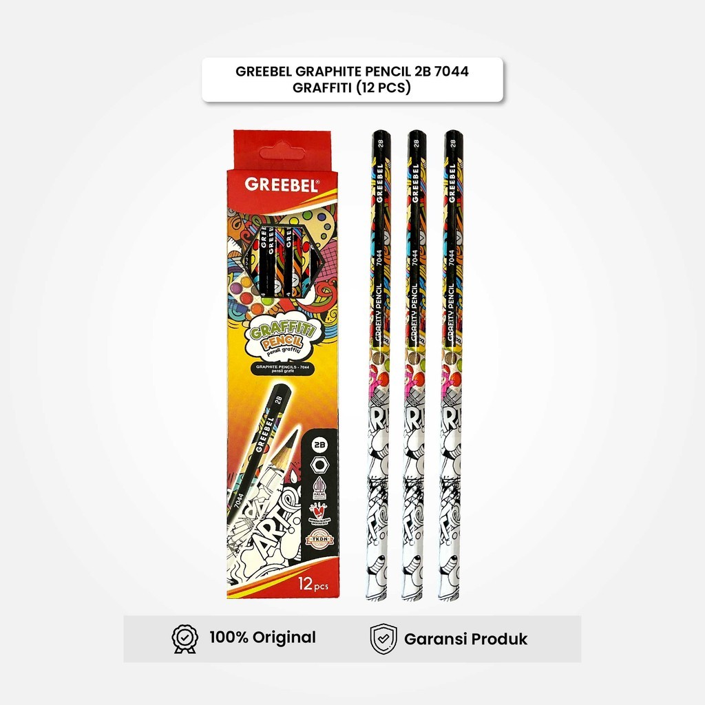 

Pensil kayu 2B 7044 Grafity (12PCS/SET) GREEBEL Pensil Tulis Karakter Graphite Ujian sekolah Pensil Gambar