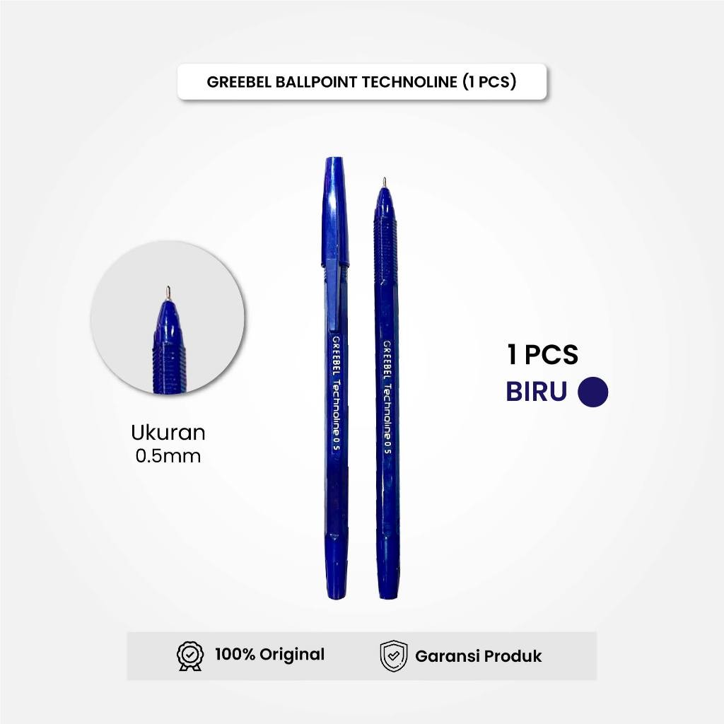 

Pulpen / Ballpen Technoline 0.5 Biru (1 Pc) / Ballpoint Bolpen Pena GREEBEL