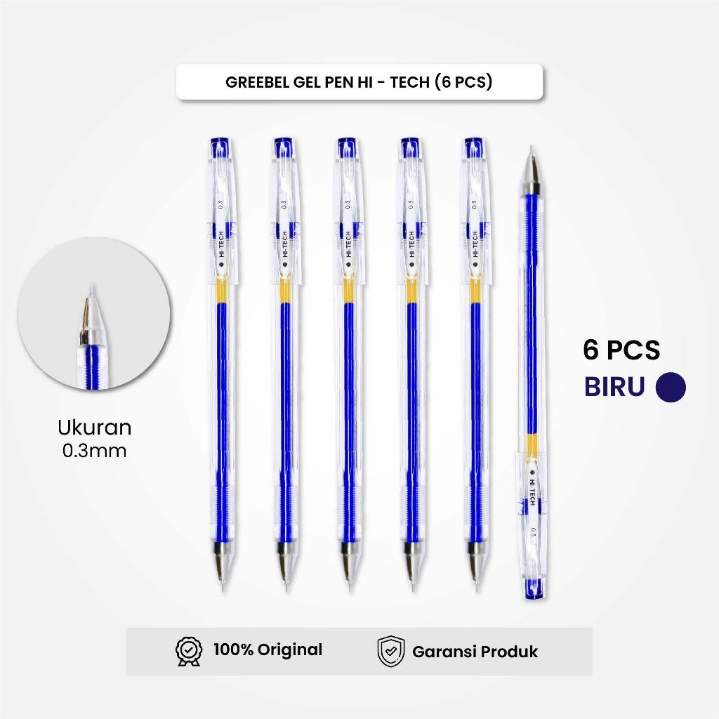 

GREEBEL Gel Pen Pulpen Pena GP-506 Hi-Tech 0.3 Biru (6PCS/SET) / Pulpen Gel Murah Grosir