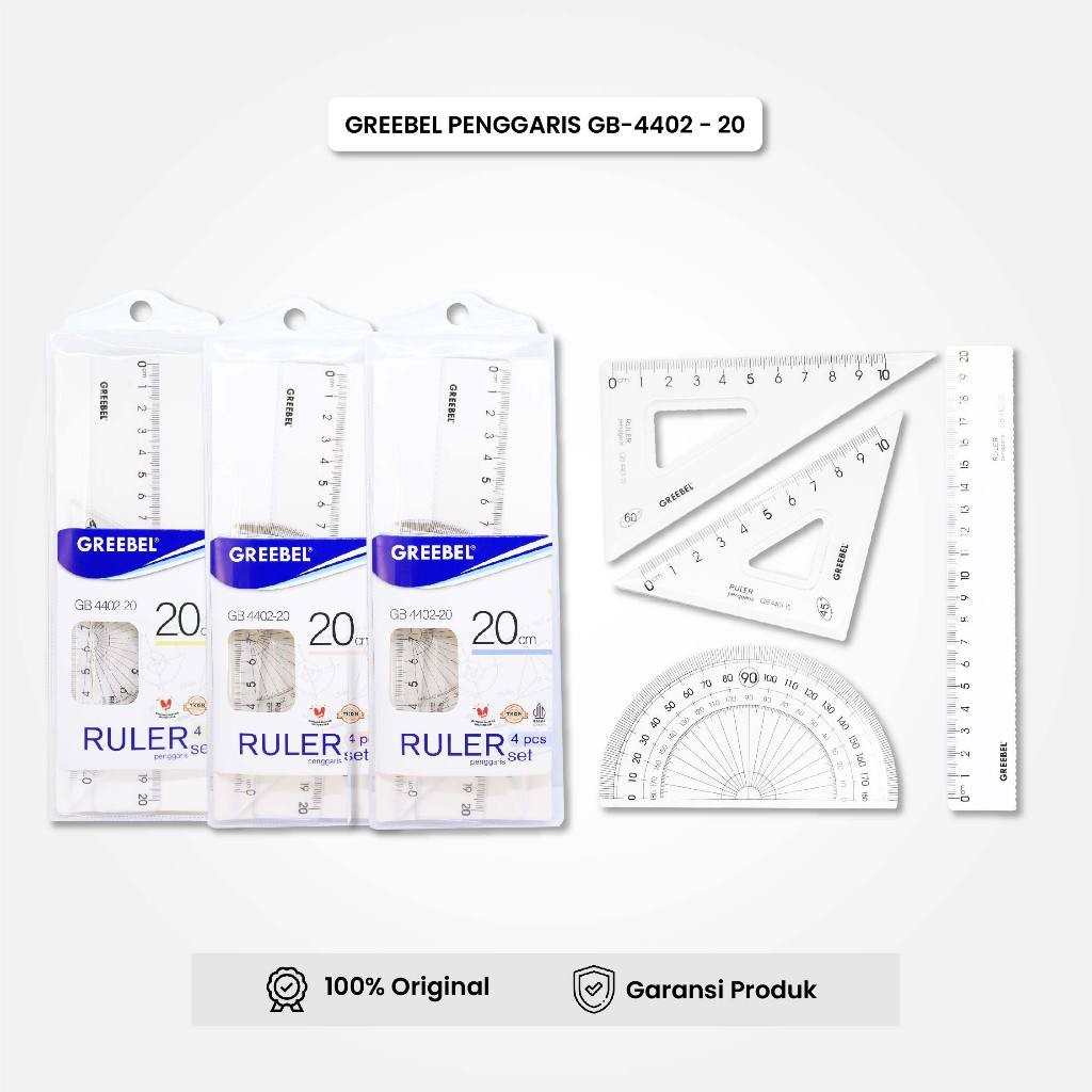 

Penggaris Set 4 In 1 4402-20 / Penggaris Bening / Ruller Set Perlengkapan Sekolah GREEBEL / Vemilo