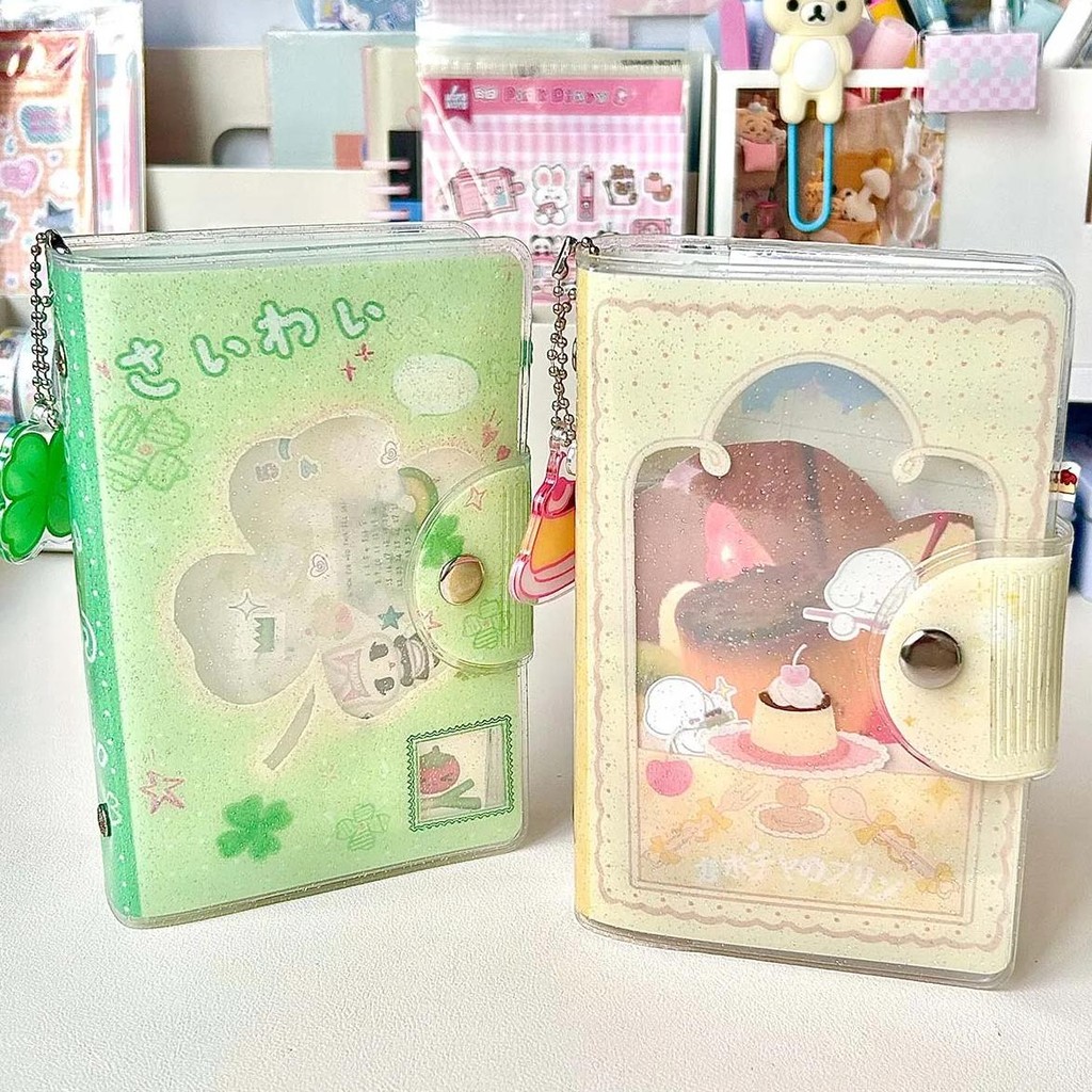 

Wakawaka A7 Binder Four-Leaf Clover&Girl Glitter Pvc Removable Loose-Leaf Notebook Sticker Storage Book Pocket Notebook Portable