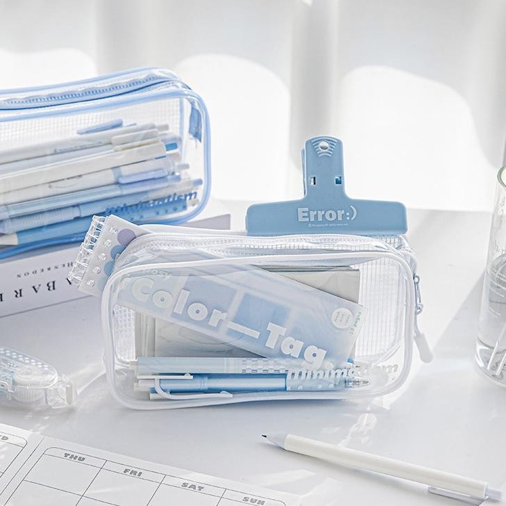 

Qw-7 Winzige Cute Pencil Case Kotak Pensil Transparan Aesthetic Large Tempat Pensil Kawaii Pen Pouch Lucu Stationery Organizer