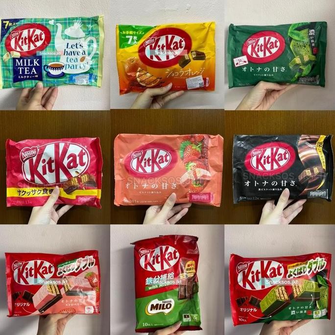 

Promo Kitkat Mini Dark Chocolate Matcha / Original / Kitkat Milo / Kitkat Double Strawberry / Kitkat Milk Tea / Orange / Strawberry / Greentea Jepang