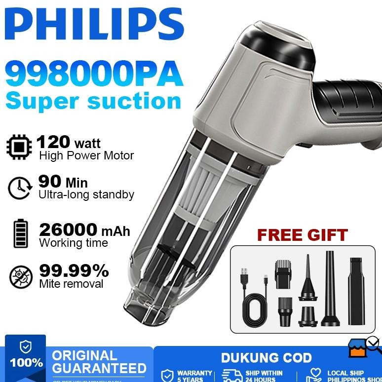 PHILIPS 8 IN 1 Vacuum Cleaner 998000Pa Nirkabel Genggam Penyedot Debu Portabel Daya Tinggi Rumah Tan