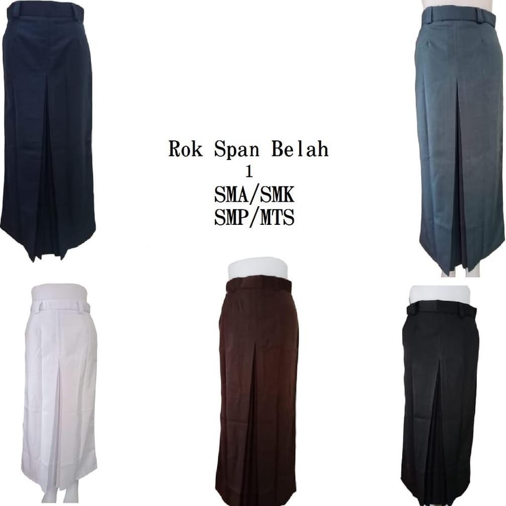 YZ Rok Sekolah SMA/SMK & SMP/MTS Span belah tengah/ belah 1 panjang Rok Seragam SMA/SMK Rok Abu-abu,