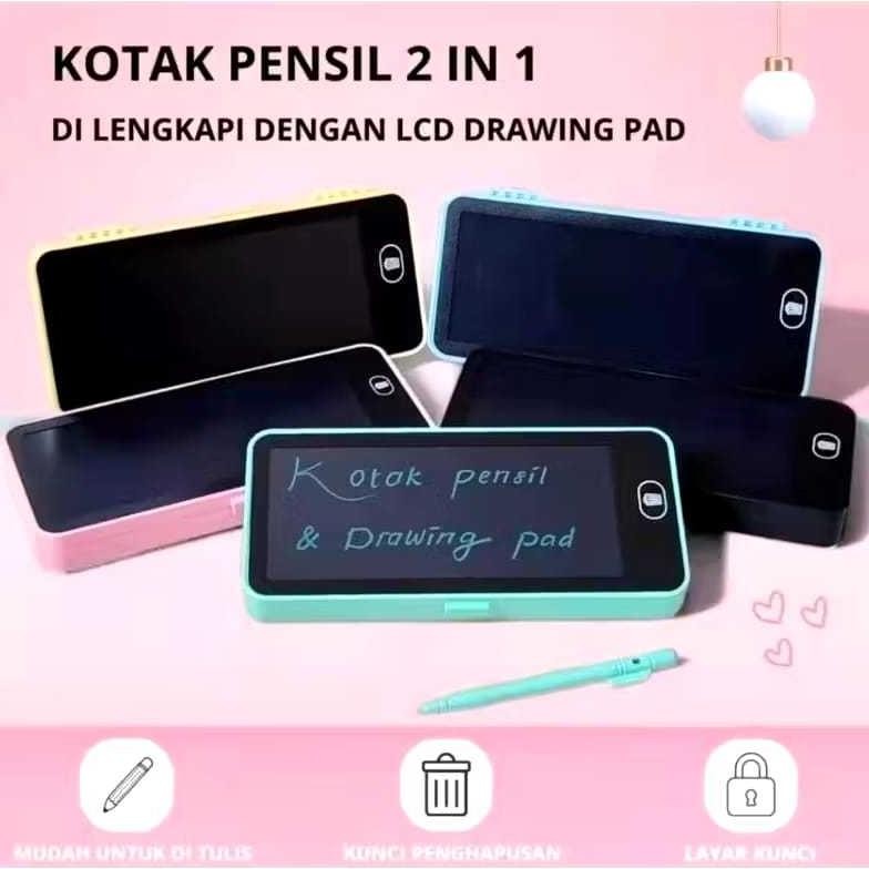 

Gs-56 Ab121 Kotak Pensil 2In1 Lcd Drawing Pad Writing Box Pencil Case Ukuran Besar Gs-56