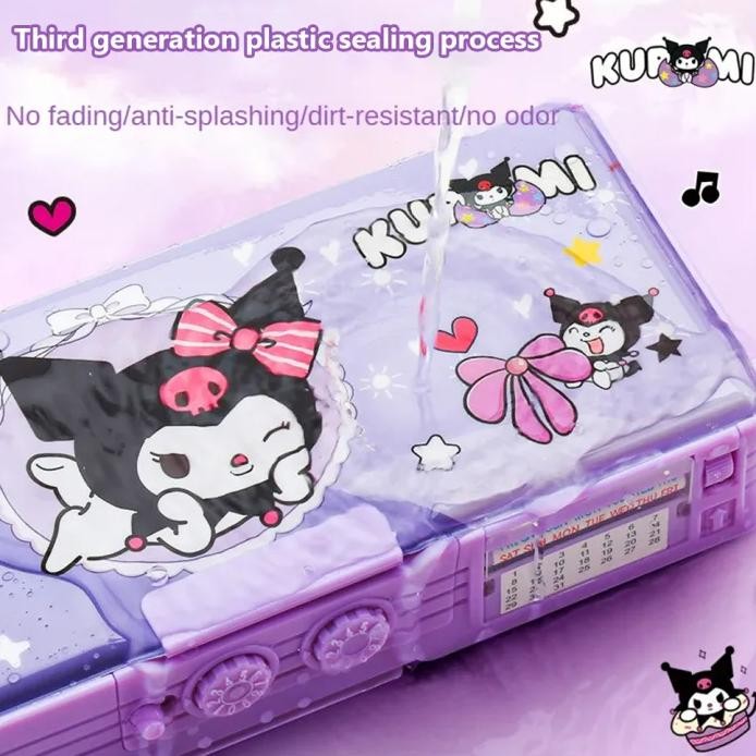 

Fx-4 [Hadiah Gratis] 9 In 1 Kotak Pensil Kunci Kode Kuromi / Bahan Tahan Air Sanrio Tempat Pensil Password / Multifungsi Lapis Ganda Fx-4