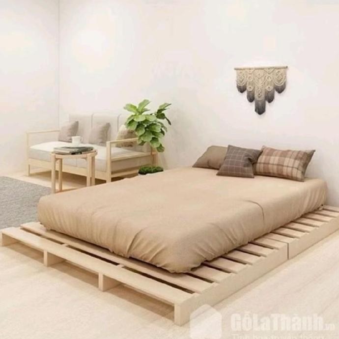 (Natural Dipan) Dipan Kasur Kayu Mahoni Natural Kayu Mahoni Solid Minimalis Estetik Furniture Co