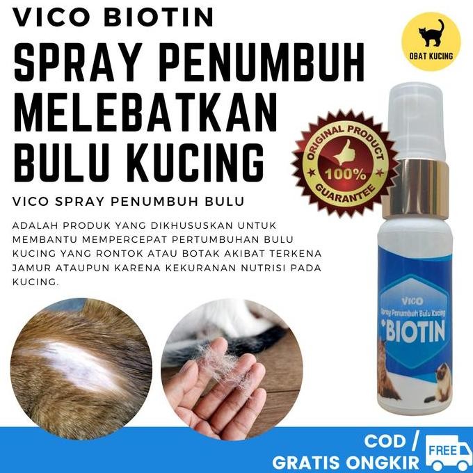 Obat penumbuh bulu kucing Spray VICO BIOTIN Melebatkan Bulu Kitten