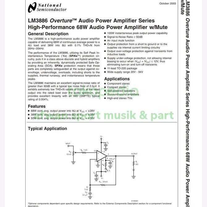 Ic Lm 3886 Tf Power Amplifier Gainclone Original National Japan . New Stok