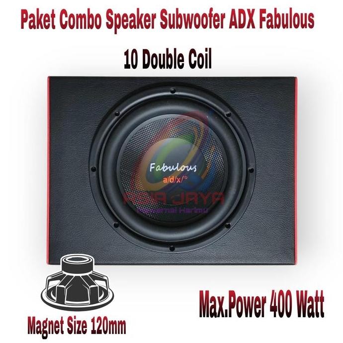 Paket Combo Speaker Subwoofer Adx Fabulous 10 Inch Double Coil Plus Box 10 Inch Dan Tutup 10 Inch Ne