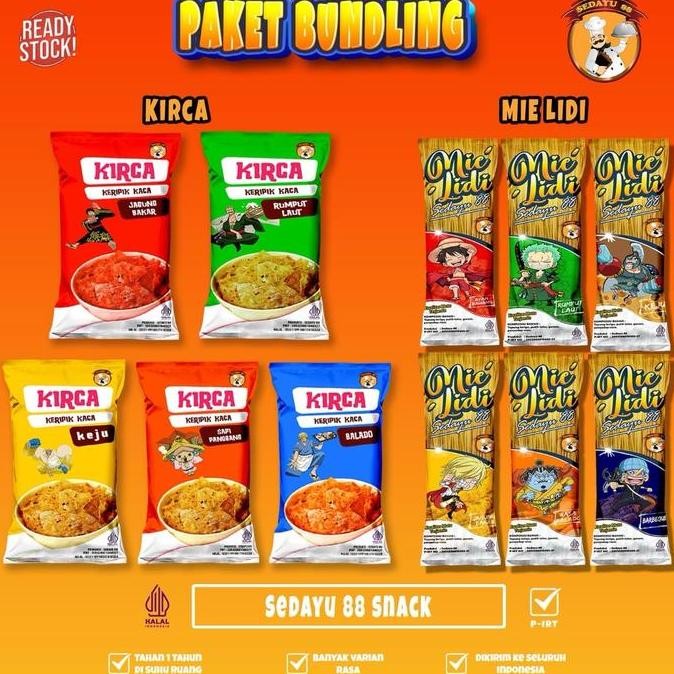 

HIW (KIRDI) KERIPIK KACA+MIE LIDI ISI 50 MIX VARIAN RASA ECER 1000 Snack Cemilan