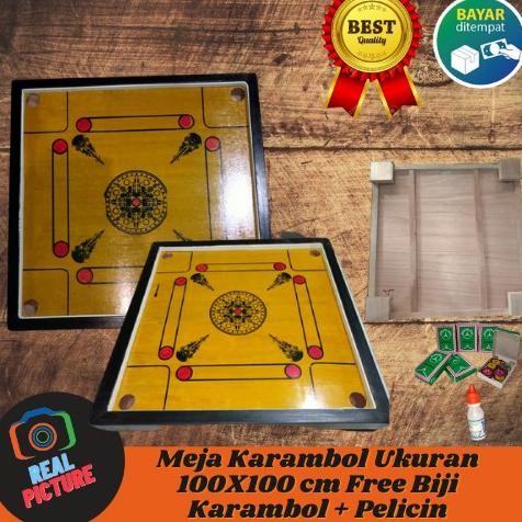 PANAGO PERMAINAN ANAK/DEWASA PAPAN KARAMBOL UKURAN 100X100 FREE BIJI KARAMBOL+ KRISTAL