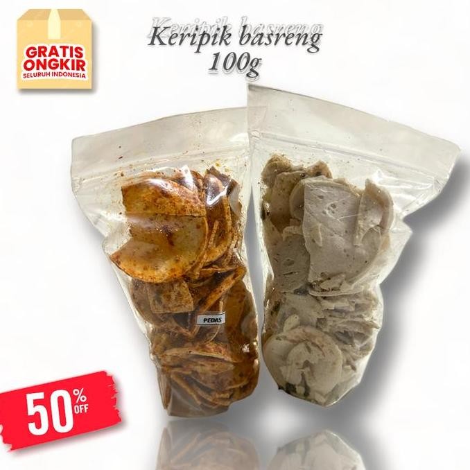 

HIW keripik basreng pedas daun jeruk 1kg Cemilan Food Snacks Kering Goreng Organik Organik