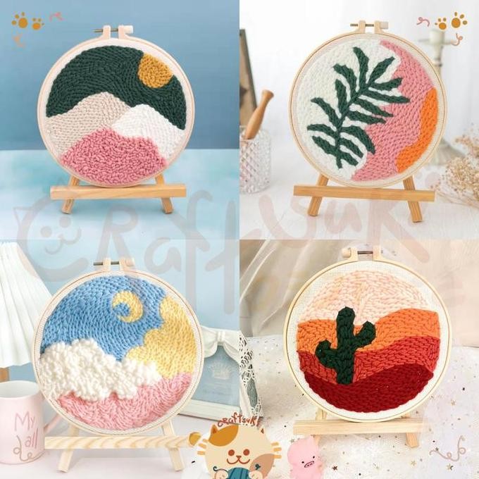

TERMURAH - Big Punch Needle Embroidery Kit 20 cm AESTHETIC - DIY Set Sulam / Paket Menyulam