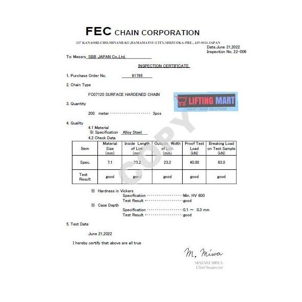 . Load Chain Rantai Baja Hoist HITACHI ORIGINAL JAPAN