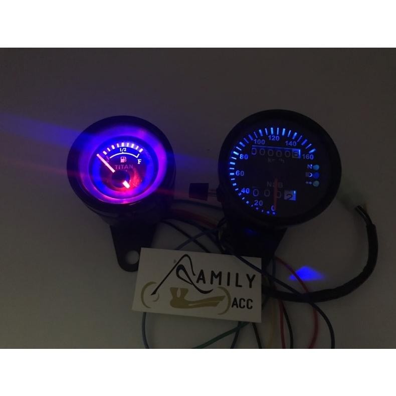 Speedometer Kilometer + Indikator Led Sein Plus Amper Bensin Led Jarum Motor Universal Modifikasi