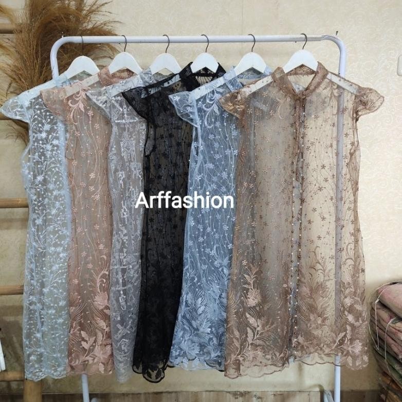 cardigan Tunik tille Brukat tanpa lengan/Outer kondangan wanita terbaru/cardigan viral terlaris