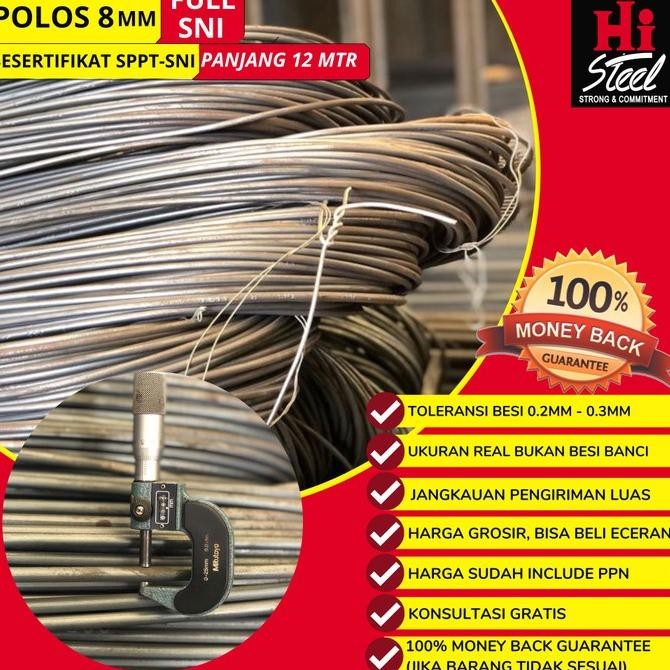 NEW Besi Beton Polos Full SNI 8mm (Bersertifikat)
