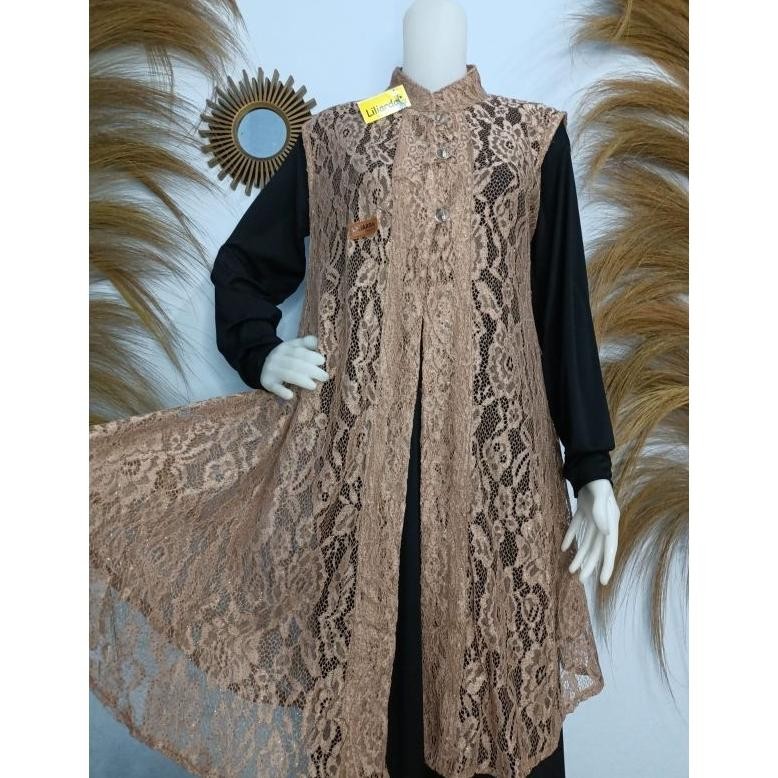 Cardigan brukat tanpa lengan/outer brokat wanita kekinian