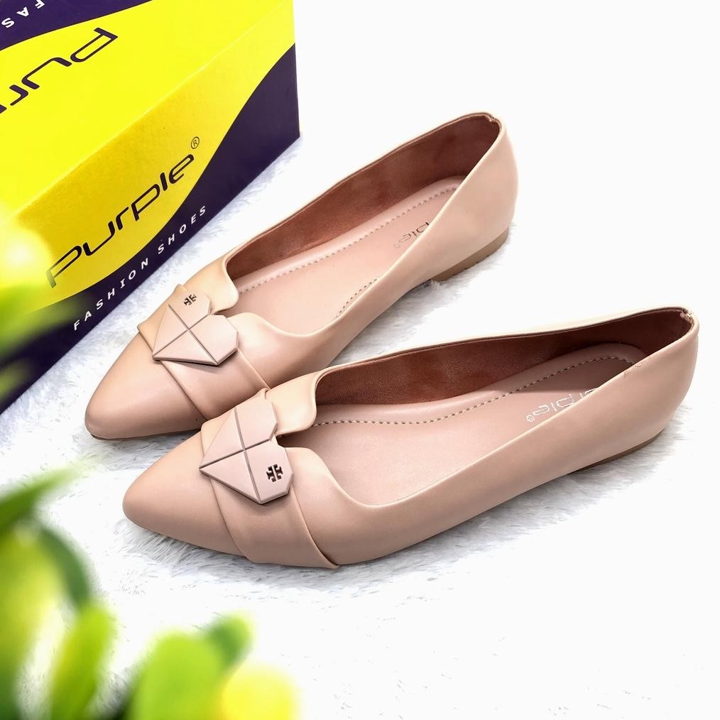 Flat Shoes Kerja Viditi Series Purple Kulit Sintetis