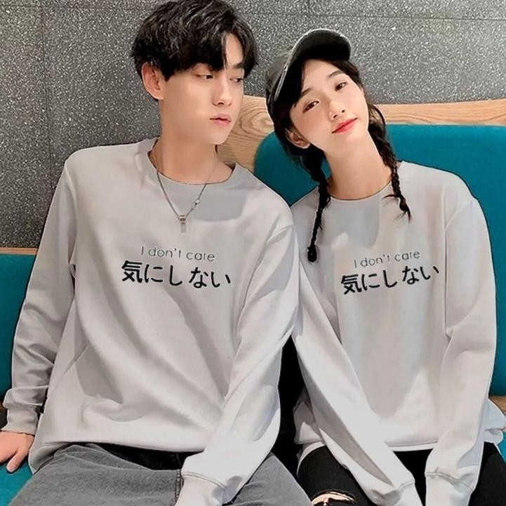 Ready Baju Lengan Panjang Pasangan I Dont Care - Kaos Couple Distro Trendy
