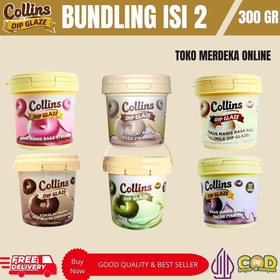 

Paket Bundle Isi 2 Collins Dip Glaze 300 Gr All Variant Coklat Strawberry Taro Tiramisu Manis Bahan AST nUg