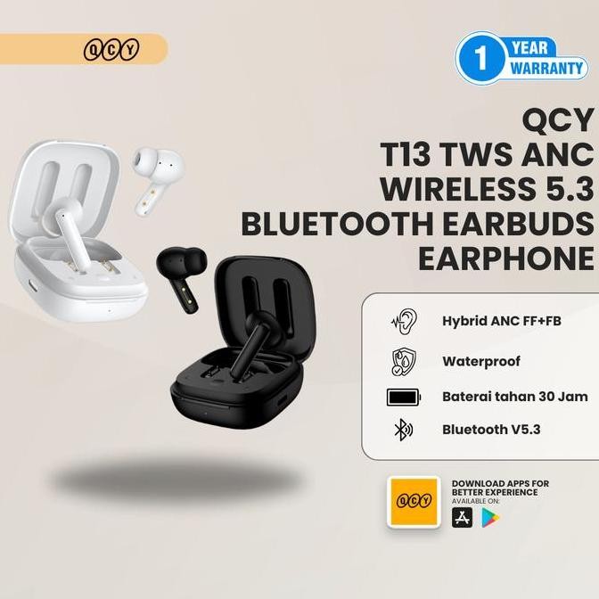 Qcy T13 Anc Tws Wireless Earbuds New Stok