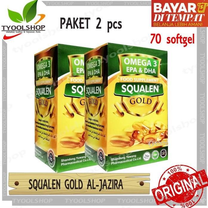 

Terlaris New Paket 2 Botol Omega 3 Squalen Gold Aljazira Minyak Ikan Plus Fish Oil Vitamin Otak Anak - 70 Softgel